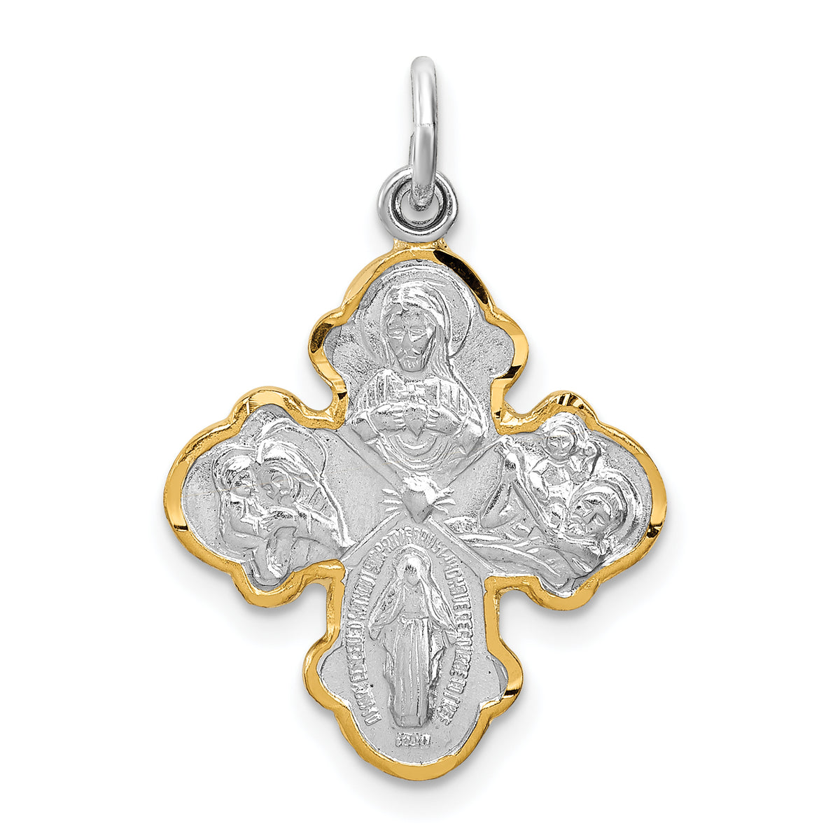 Sterling Silver Rhodium-plated & Vermeil 4-way Medal