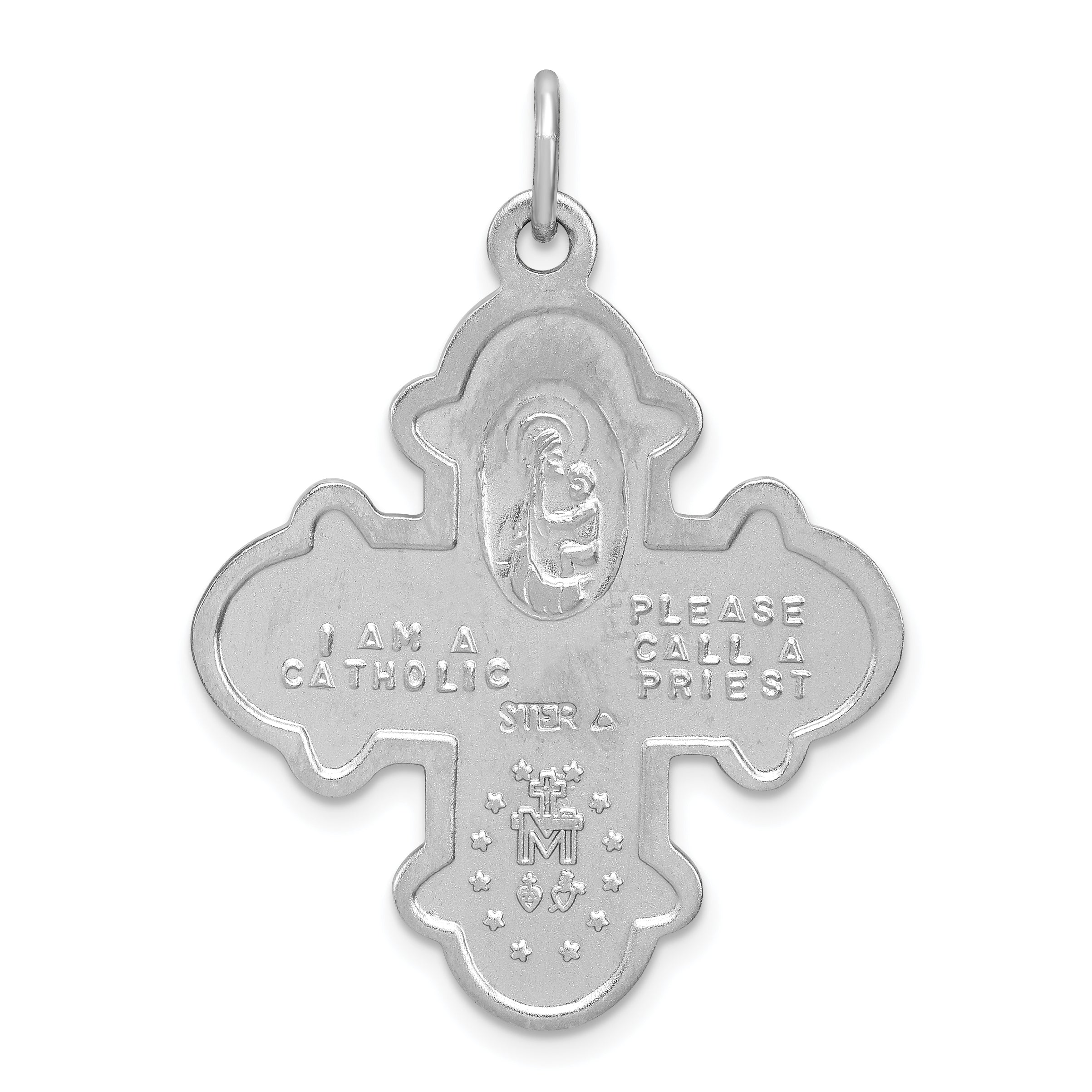 Sterling Silver Rhodium-plated 4-way Medal