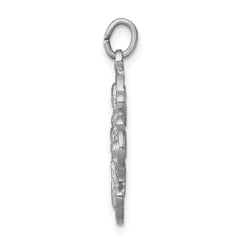 Sterling Silver Rhodium-Plated 4-Way Medal Pendant with Satin Finish