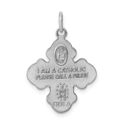 Sterling Silver Rhodium-Plated 4-Way Medal Pendant with Satin Finish