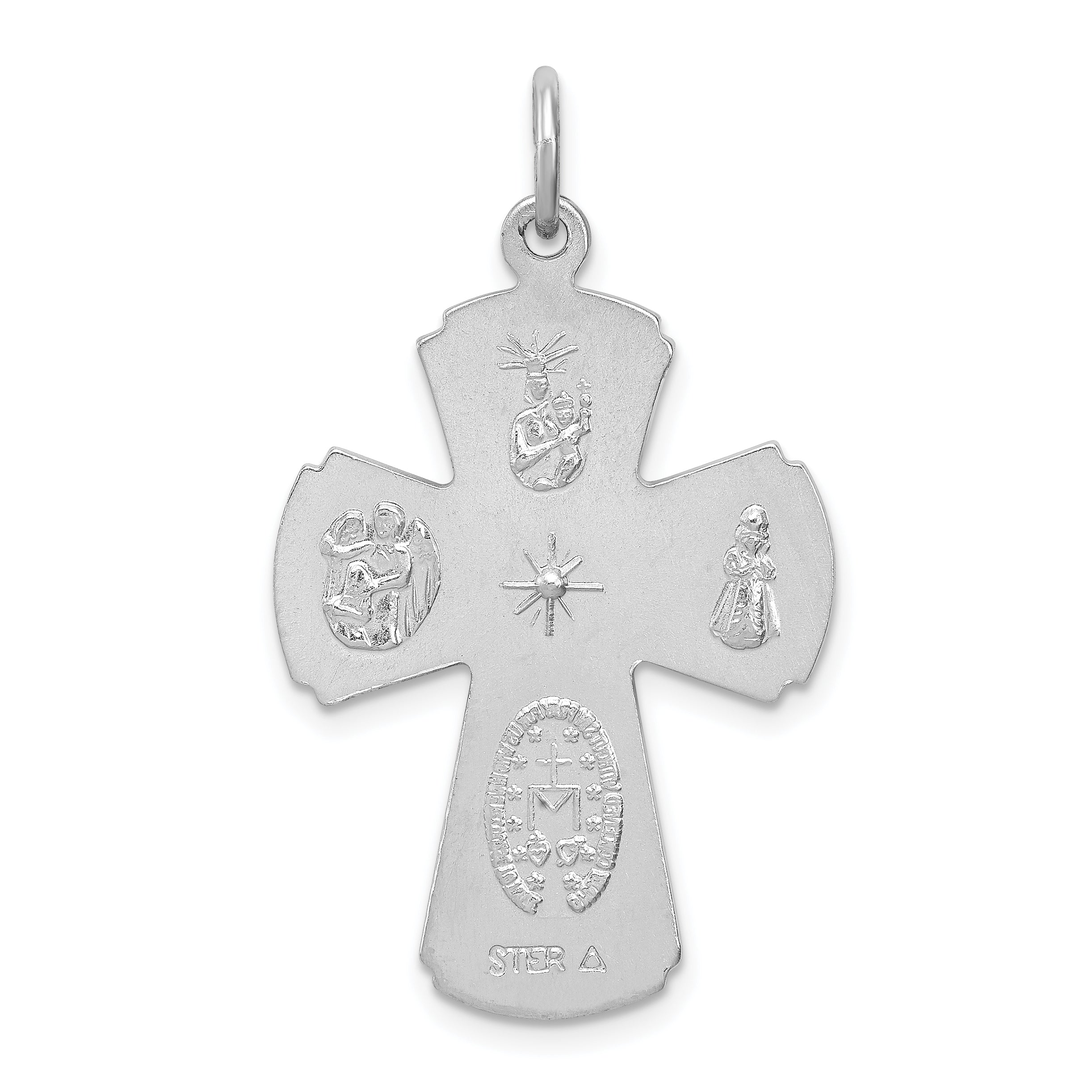 Sterling Silver Rhodium-plated Satin Cross Pendant