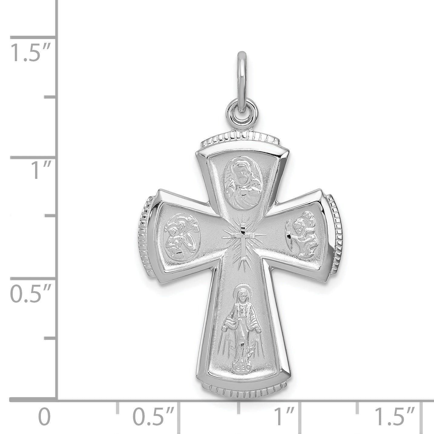 Sterling Silver Rhodium-plated Satin Cross Pendant