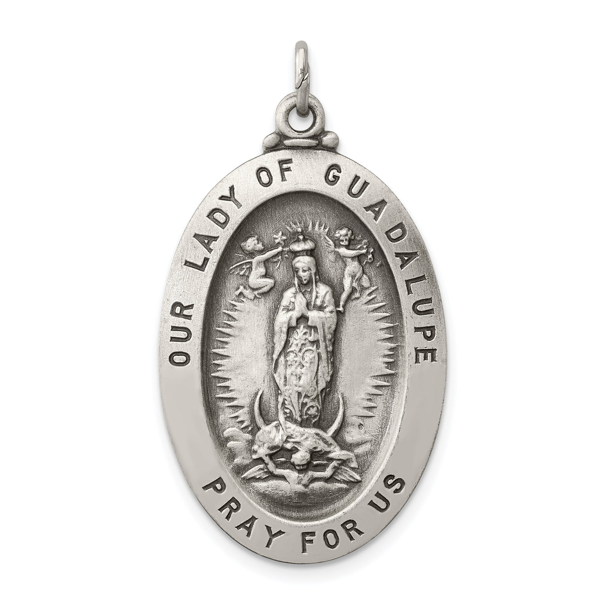 Sterling Silver Antiqued Our Lady of Guadalupe Medal