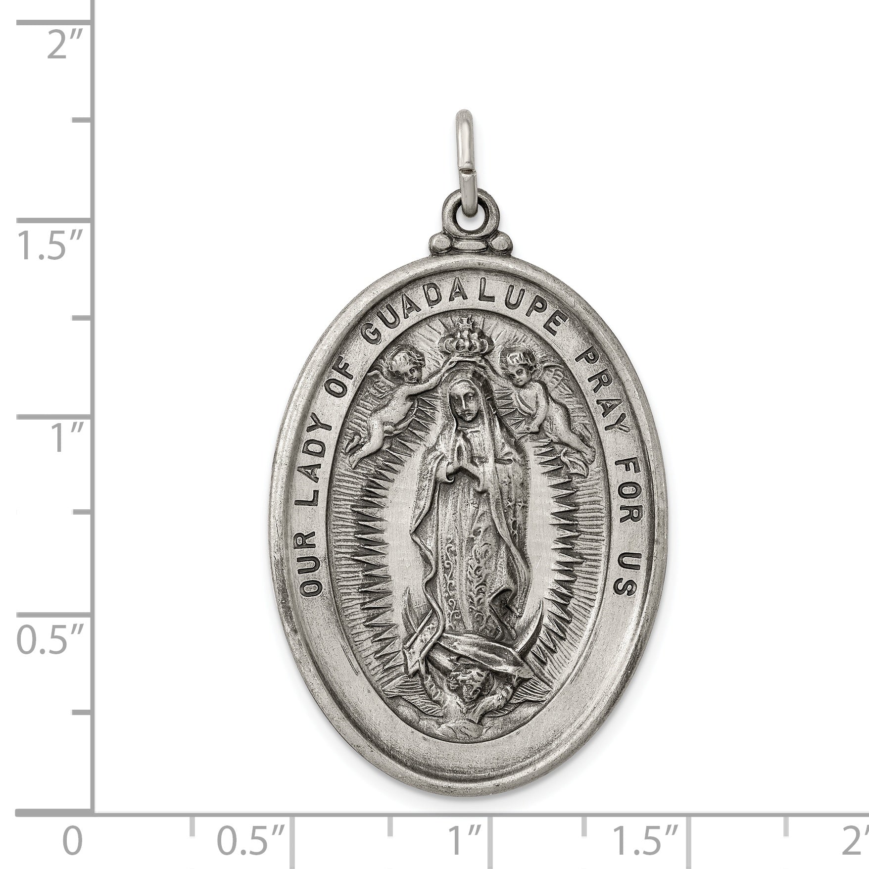 Sterling Silver 925 Our Lady of Guadalupe Antiqued Medal Charm Elegant Vintage Design