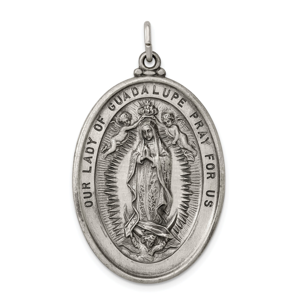 Sterling Silver Antiqued Our Lady of Guadalupe Medal