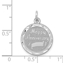 Sterling Silver 925 Happy Anniversary Charm with Rhodium-Plated Polished Finish