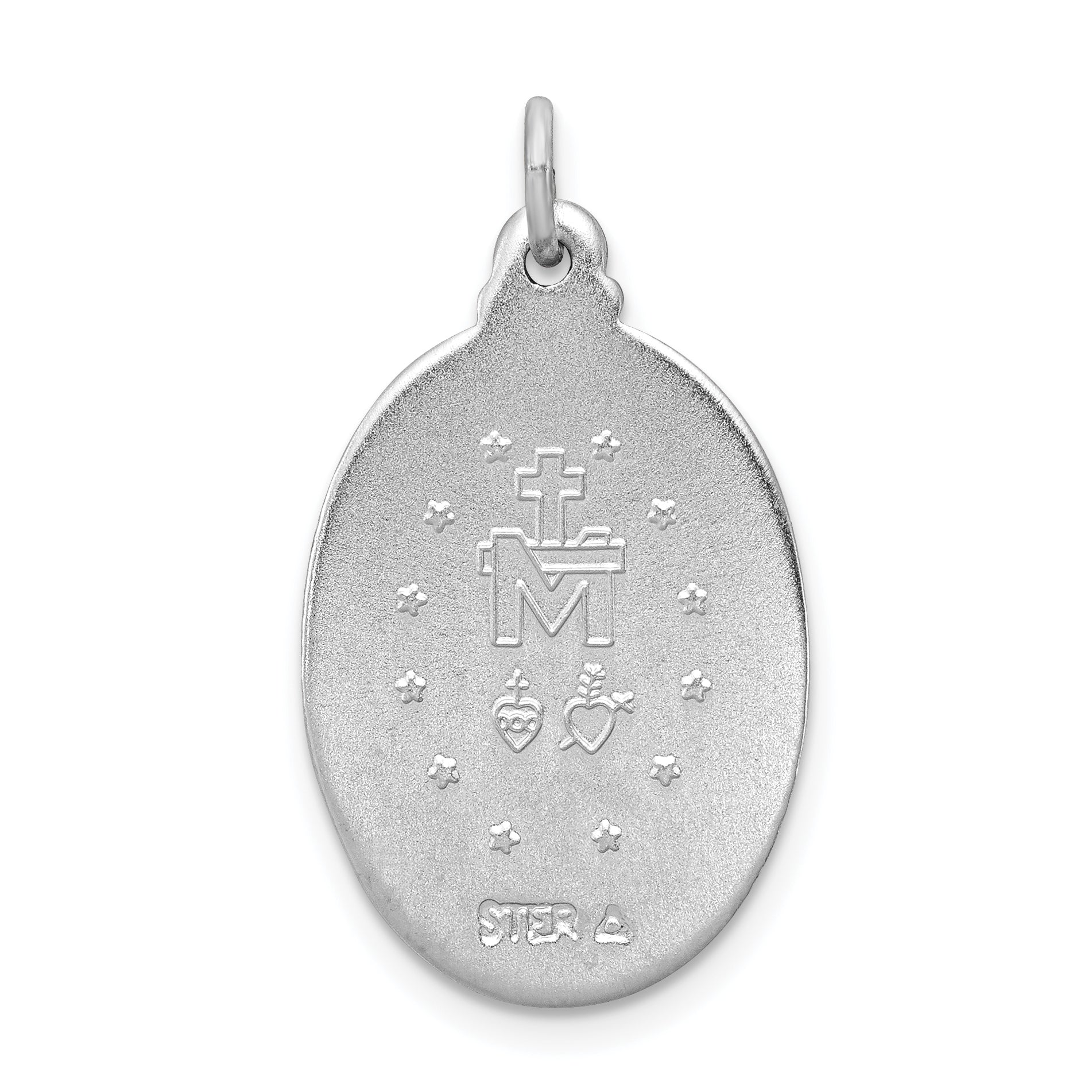 Sterling Silver Rhodium-plated Miraculous Medal