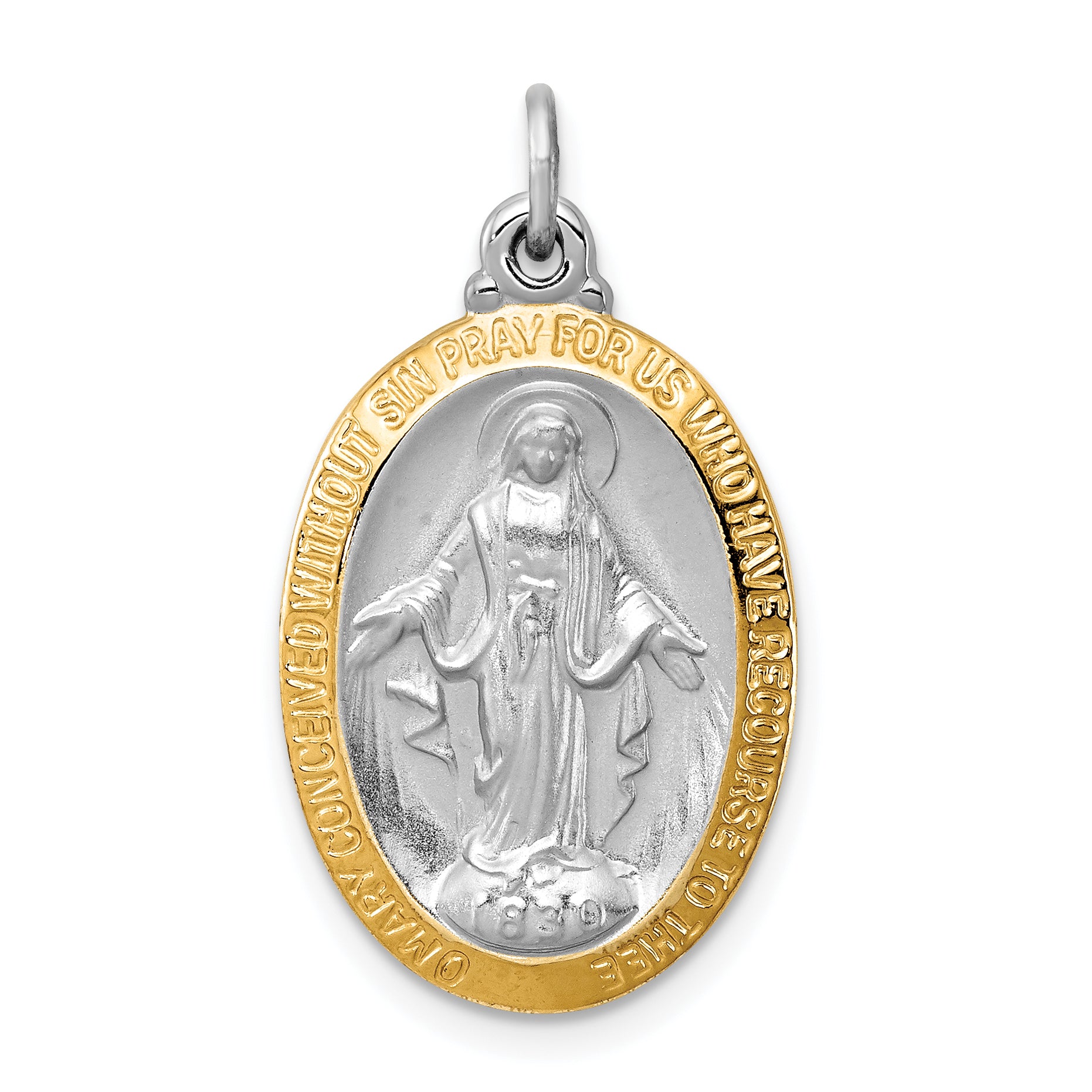 Sterling Silver Rhodium-plated Miraculous Medal