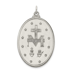 Antiqued Sterling Silver Miraculous Medal Pendant, Solid and Vintage-Inspired