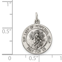 Sterling Silver Antiqued Our Lady of Perpetual Help Medal