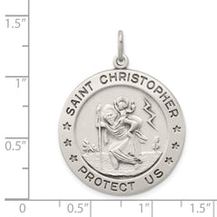 Sterling Silver 925 Antiqued St. Christopher Medal Pendant Vintage Inspired Solid Charm