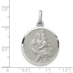 Sterling Silver 925 Antiqued St. Christopher Medal Pendant - Solid, Vintage Charm