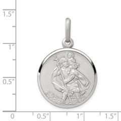 Sterling Silver St. Christopher Medal Pendant with Polished Anti-Tarnish Finish