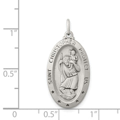 Sophia Jewelers Sterling Silver 925 Antiqued St. Christopher Medal Solid Vintage Charm