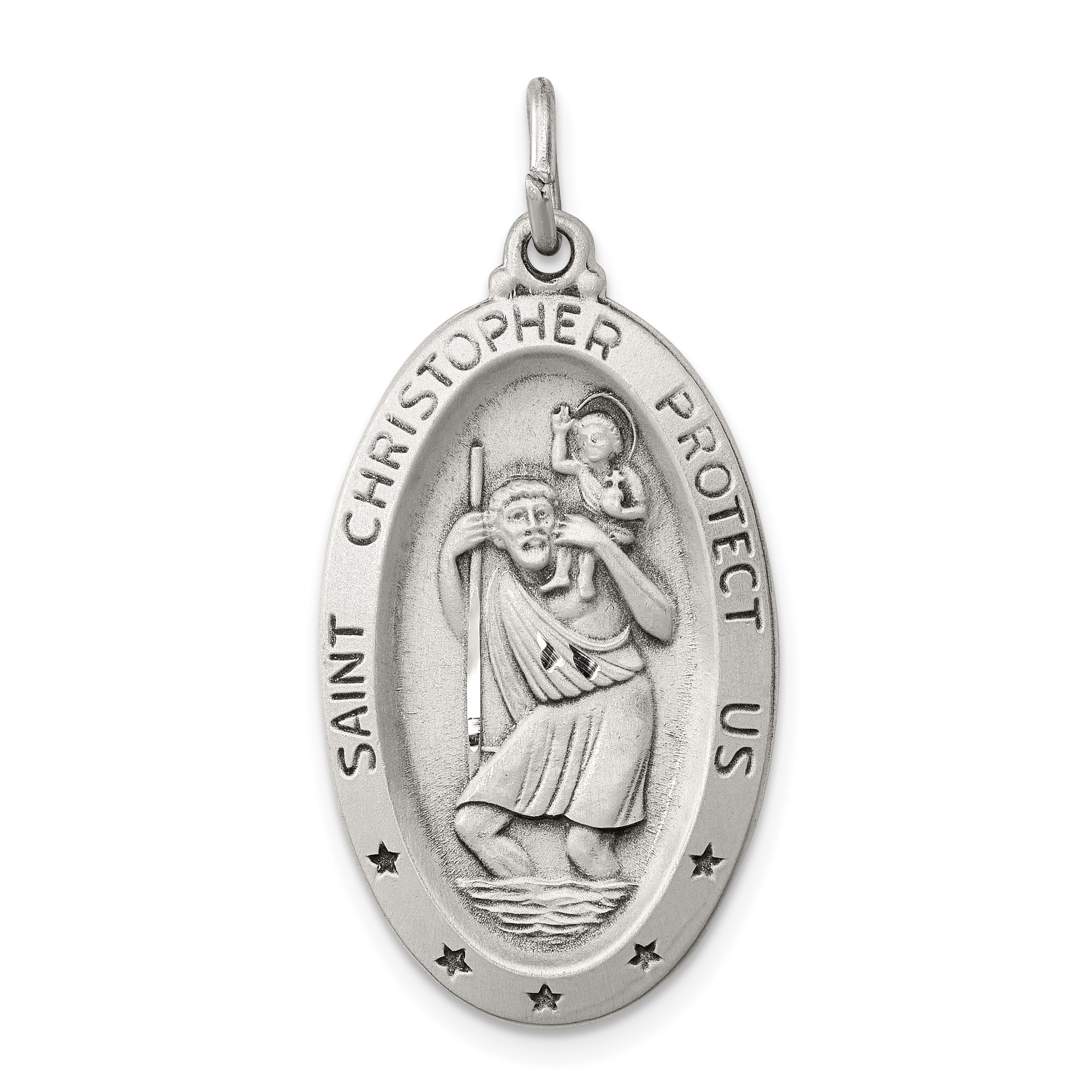 Sterling Silver Antiqued St. Christopher Medal