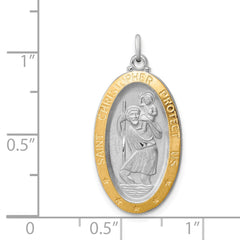 Sterling Silver Rhodium-plated & Vermeil St. Christopher Medal