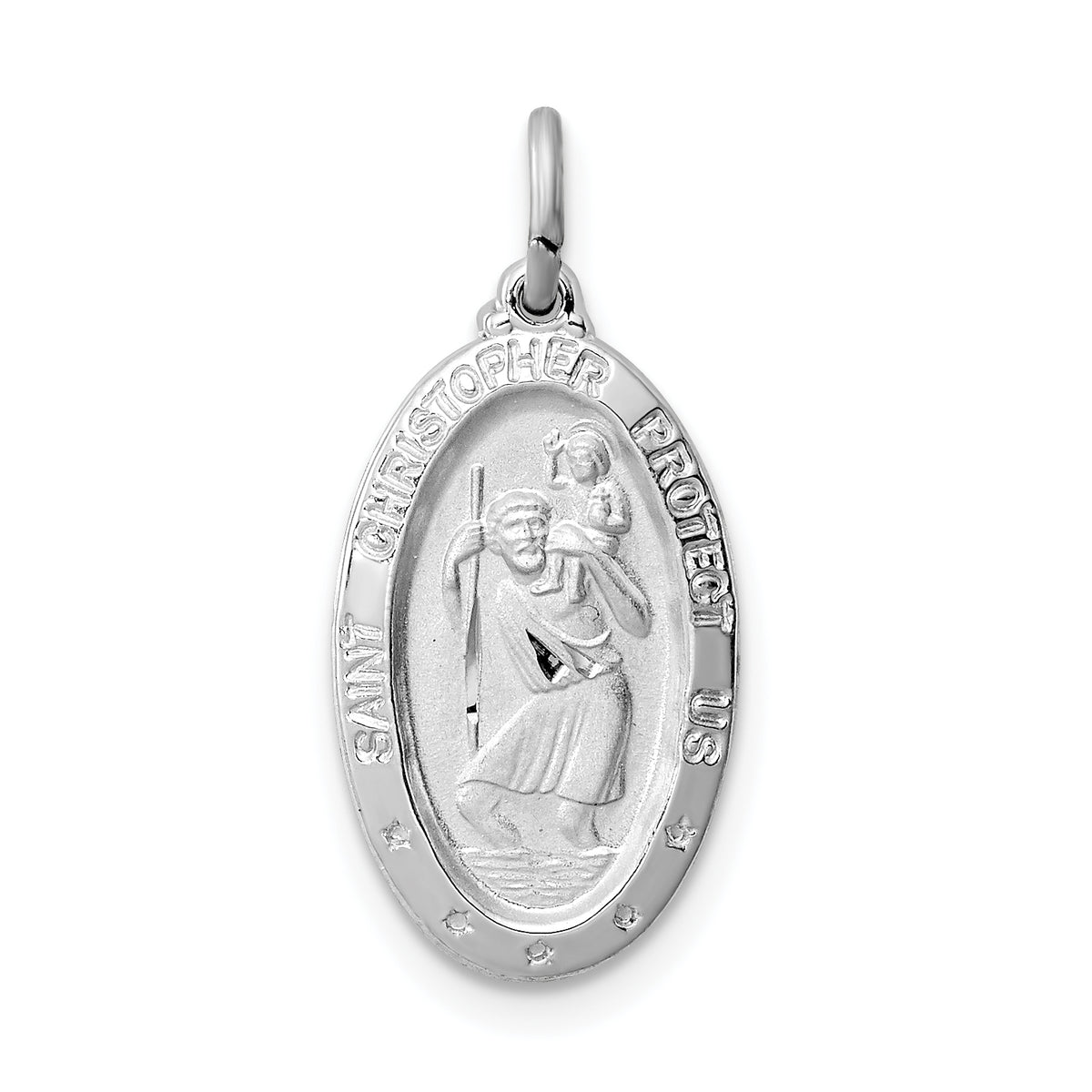 Sterling Silver Rhodium-plated St. Christopher Medal