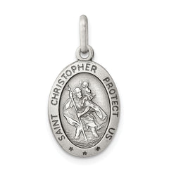 Sterling Silver Antiqued St. Christopher Medal