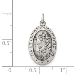 Sterling Silver 925 St. Christopher Medal Pendant with Antiqued Finish Engravable