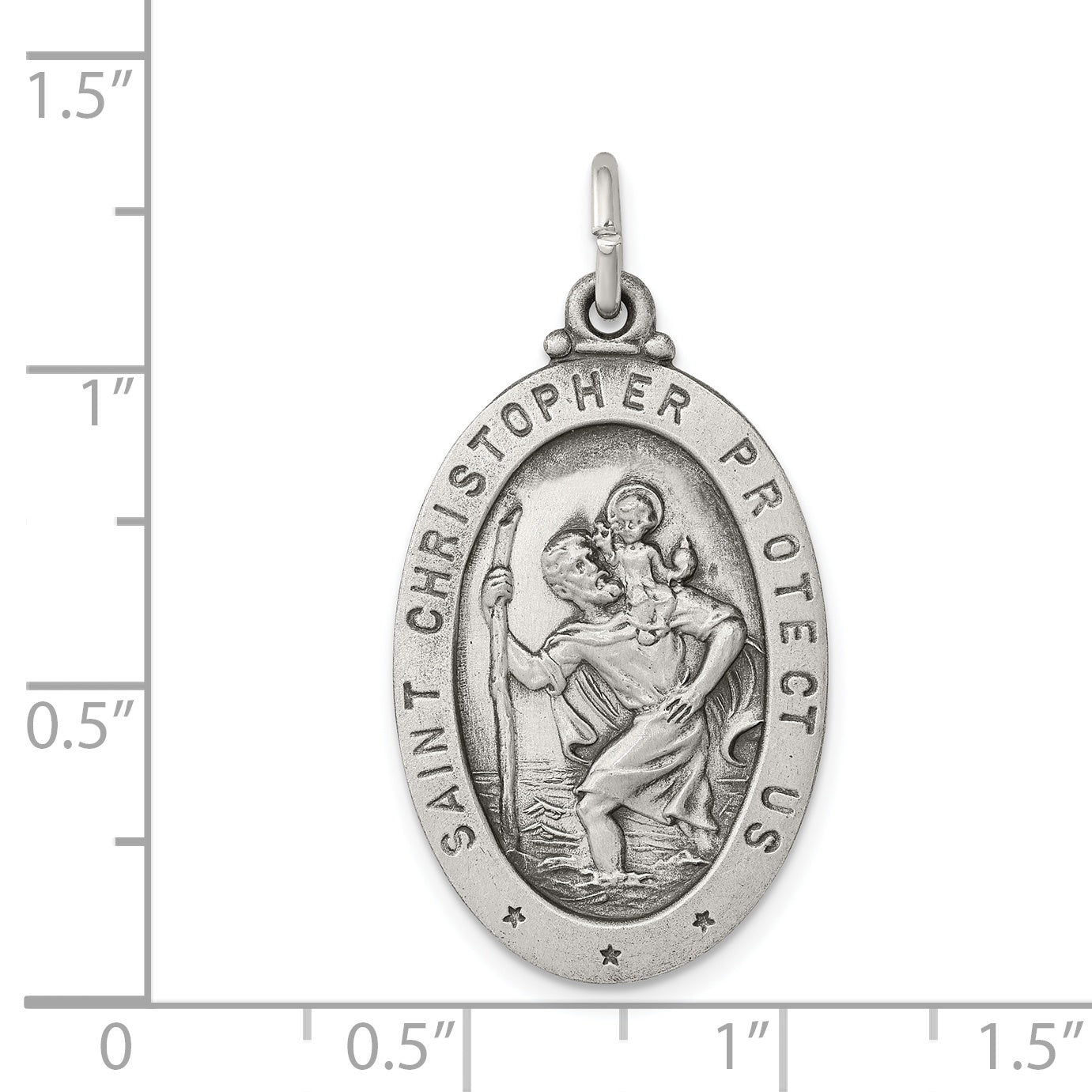 Sterling Silver 925 Antiqued St. Christopher Medal Engravable Solid Charm