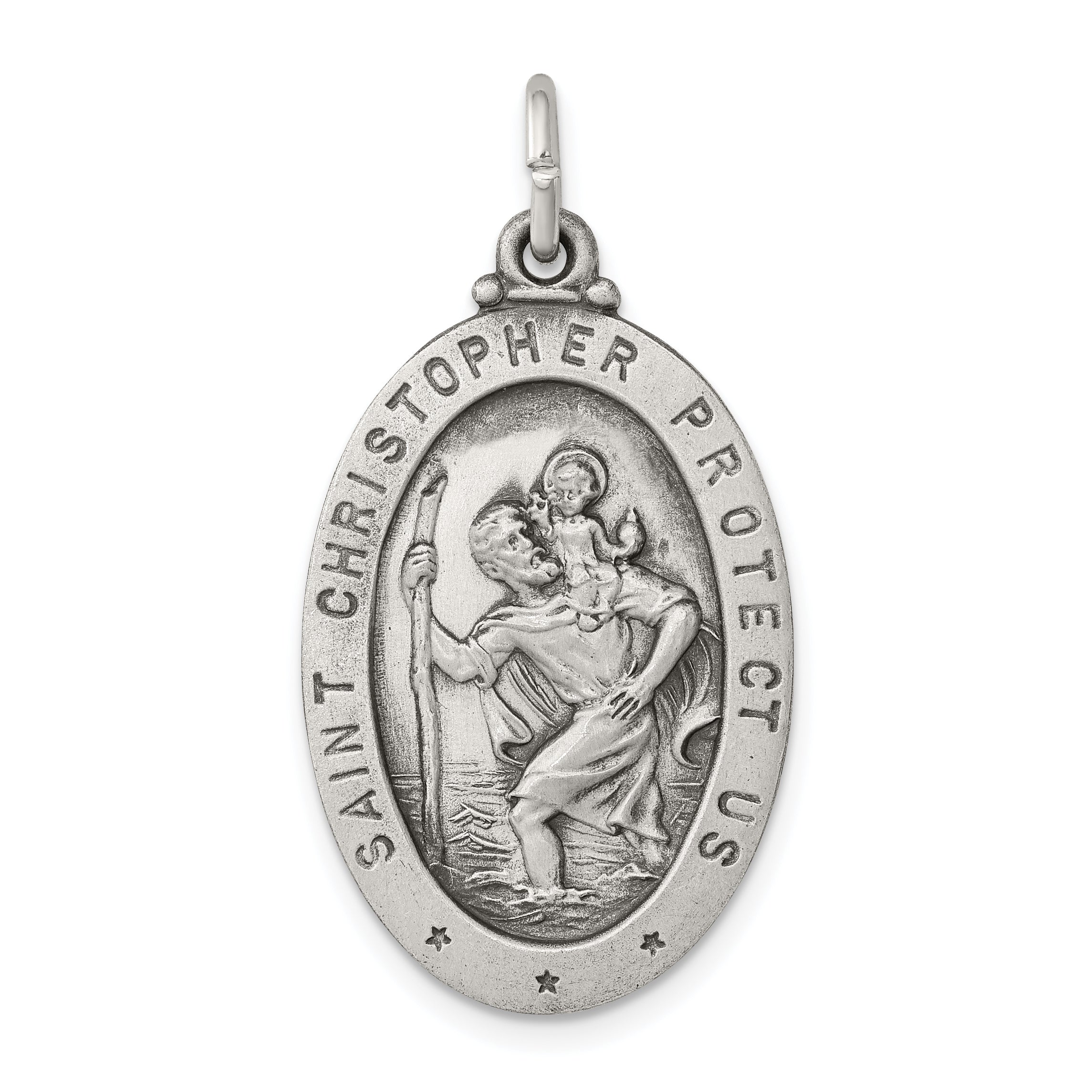 Sterling Silver Antiqued St. Christopher Medal