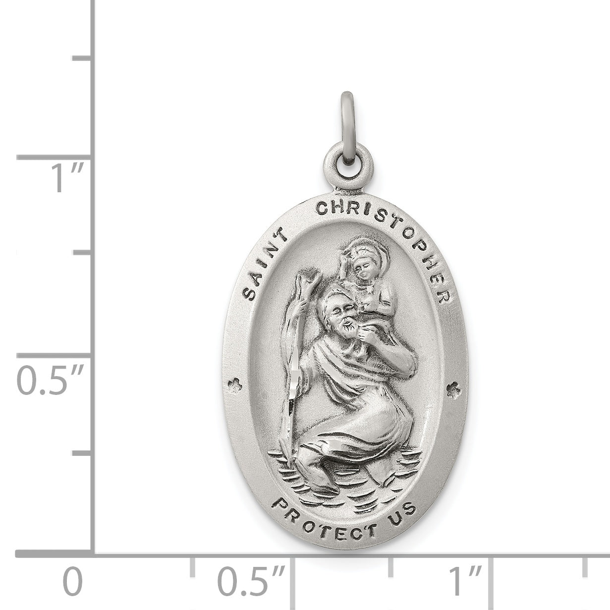 Sterling Silver 925 Antiqued St. Christopher Medal Engravable Vintage Charm