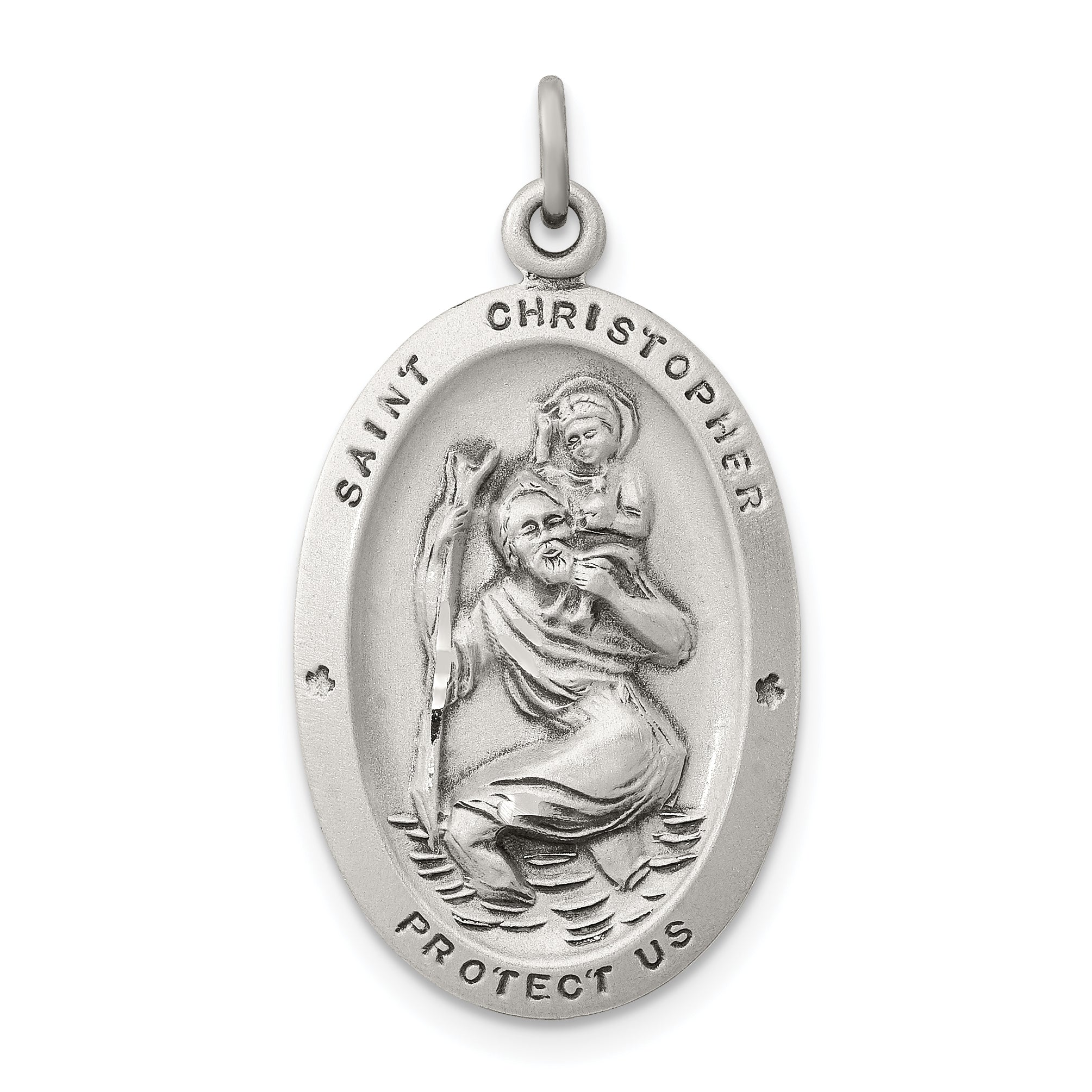 Sterling Silver Antiqued St. Christopher Medal