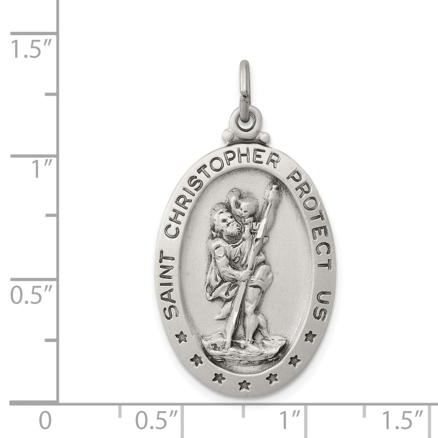 Sterling Silver 925 Antiqued St. Christopher Medal Solid Pendant Vintage Charm