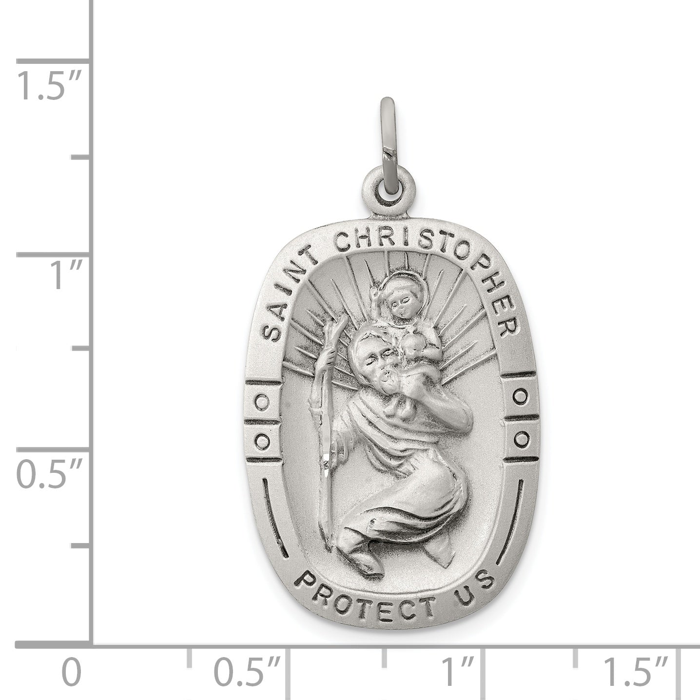 "925 Sterling Silver Antiqued St. Christopher Medal Solid Die-Struck Pendant"