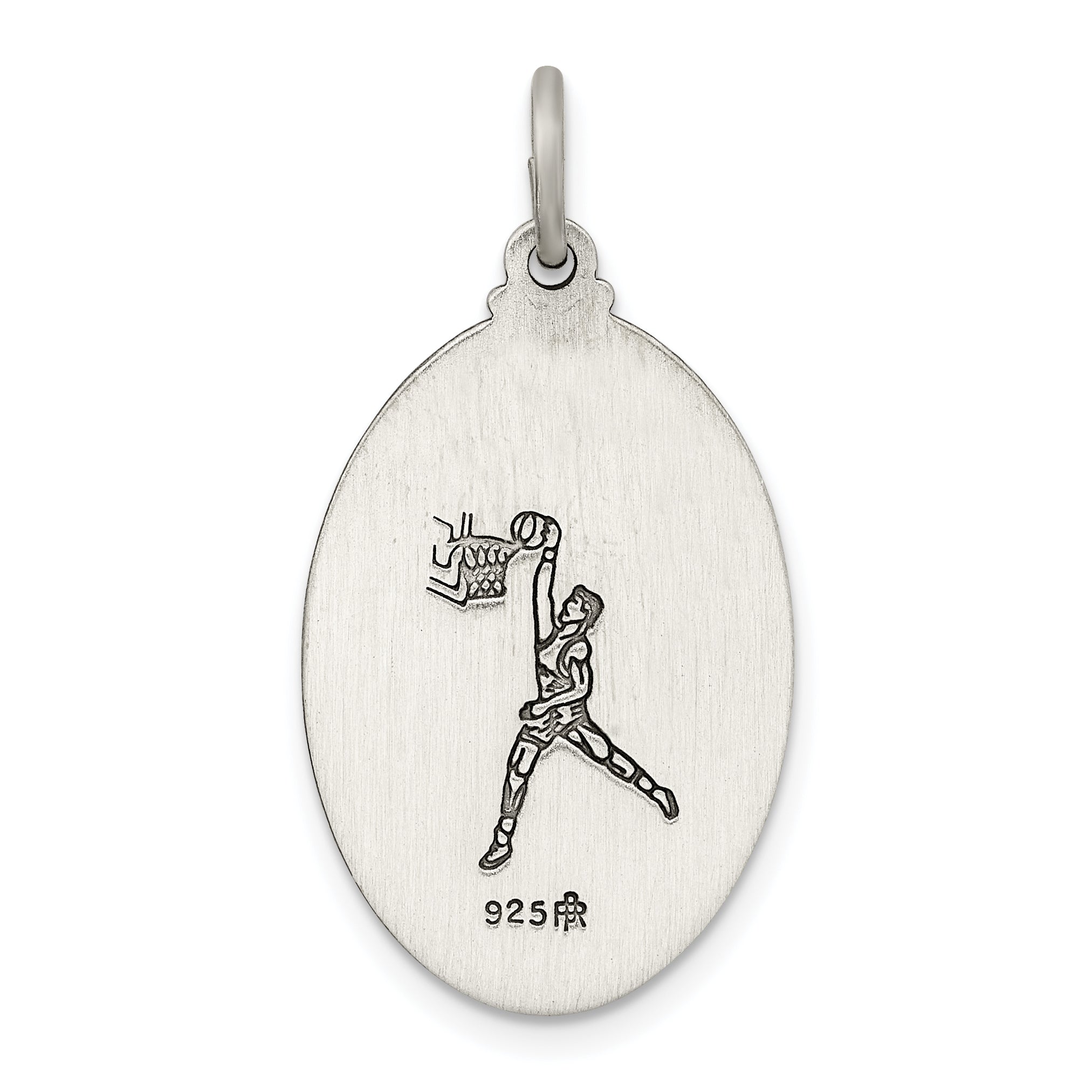 Sterling Silver St. Christopher Basketball Medal with Antiqued Finish – Solid, Die-Struck