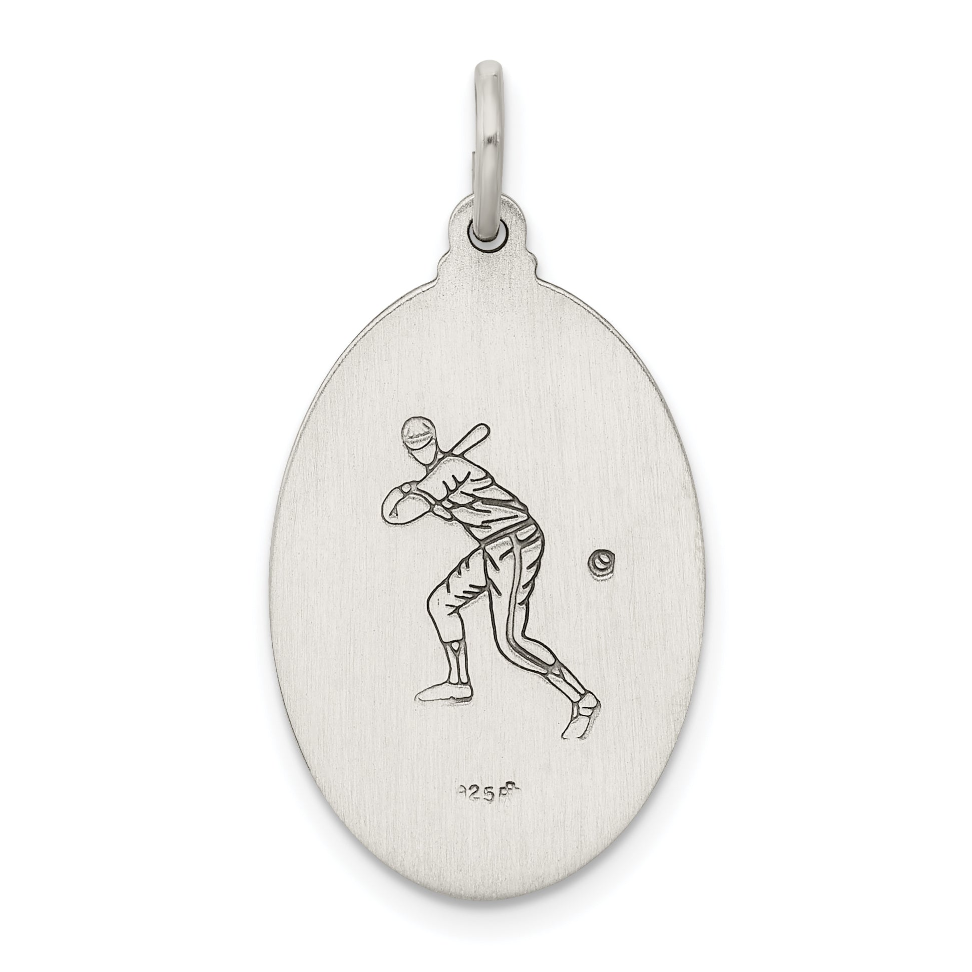 Sterling Silver 925 St. Christopher Baseball Medal with Antiqued Finish Staple for Athletes