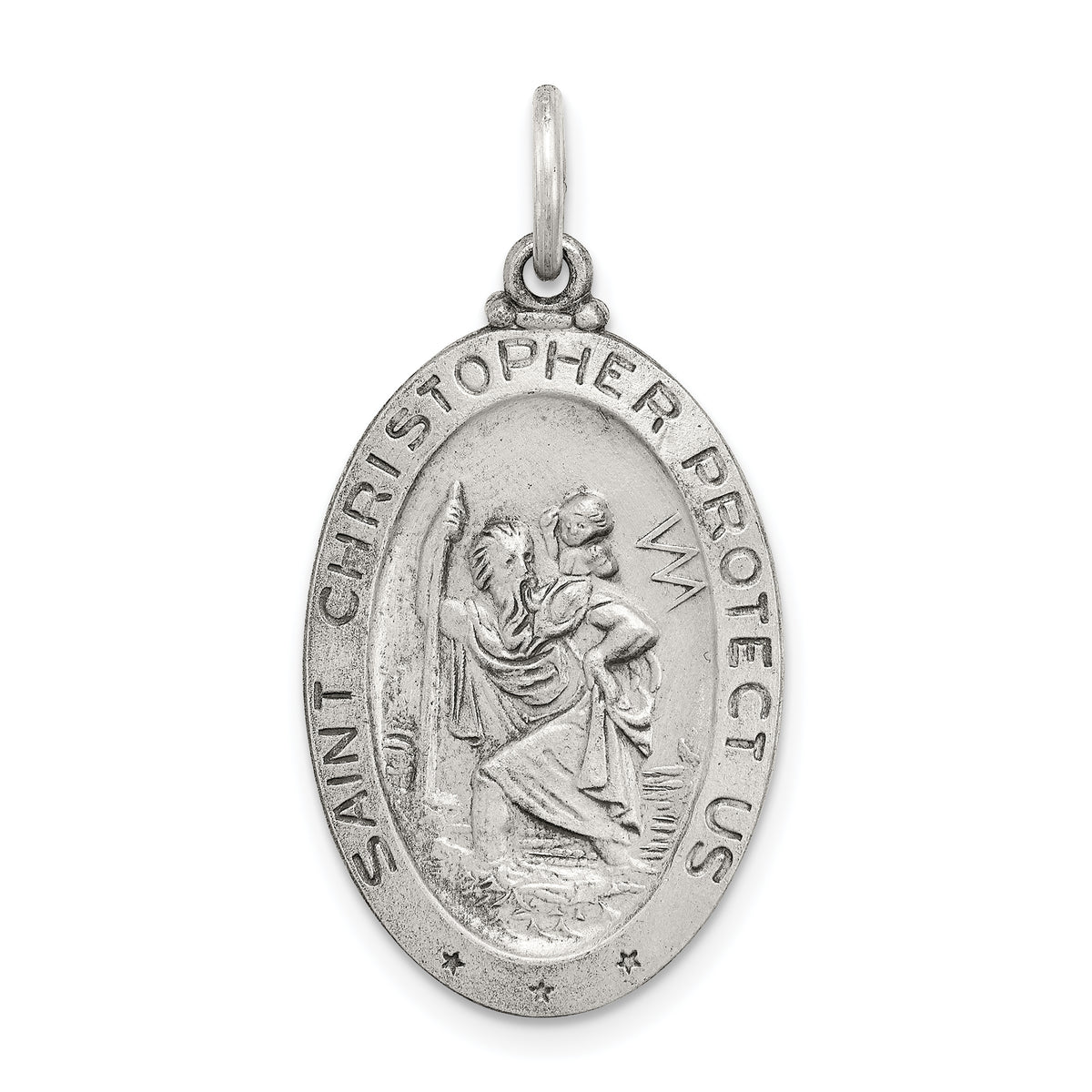 Sterling Silver Antiqued St. Christopher Baseball Medal