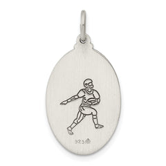 Sterling Silver 925 Antiqued St. Christopher Football Medal Pendant Solid