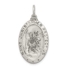 Sterling Silver Antiqued St.Christopher Football Medal