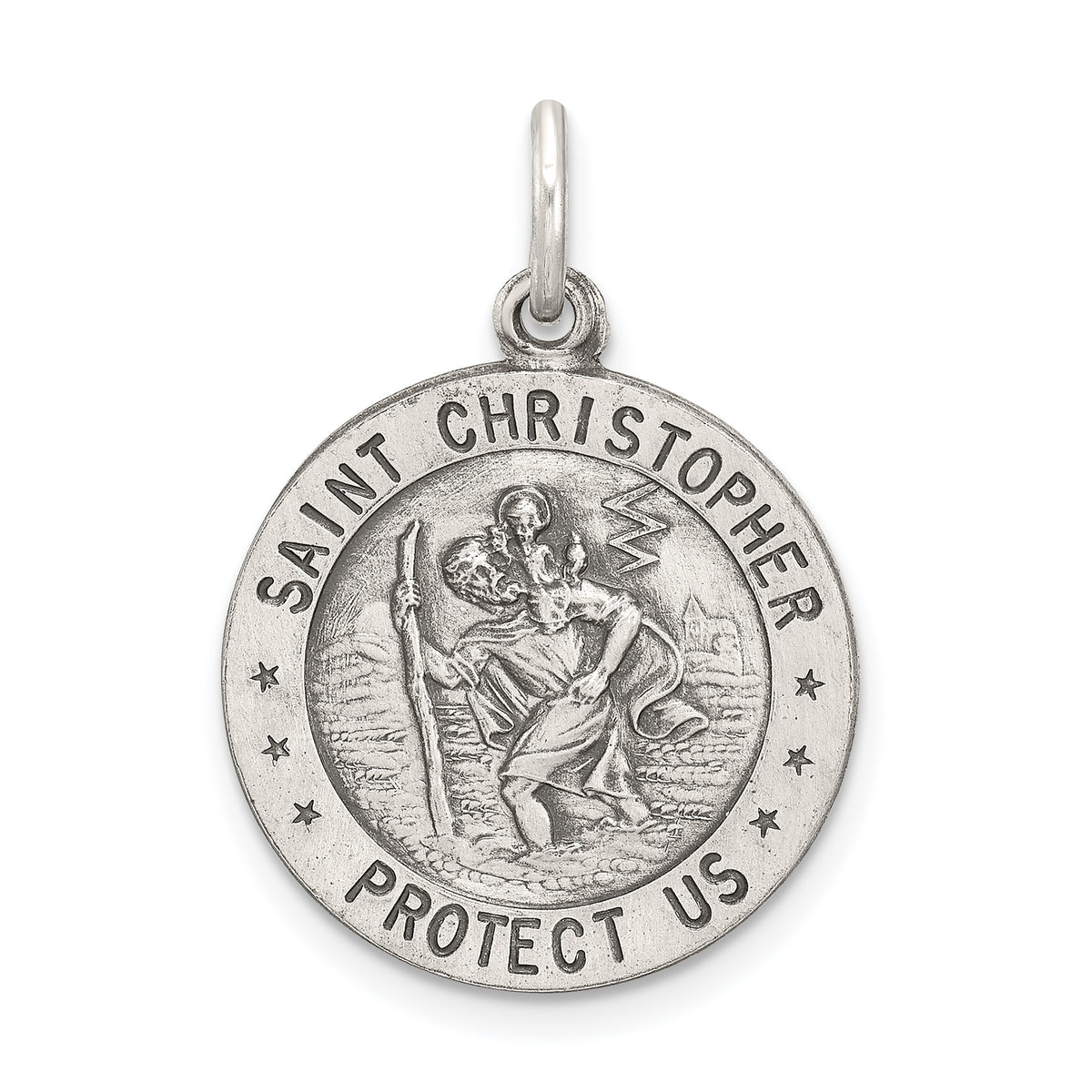 Sterling Silver Antiqued St. Christopher Baseball Medal