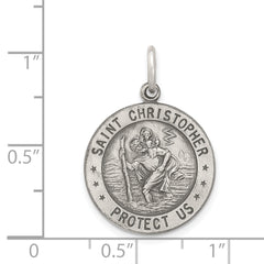 Sterling Silver St. Christopher Football Pendant with Antiqued Finish