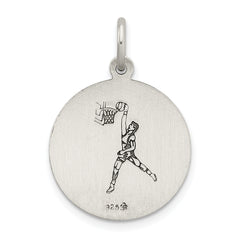 Sterling Silver 925 St. Christopher Basketball Medal with Antiqued Finish