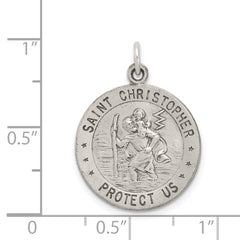 Sterling Silver 925 St. Christopher Basketball Medal with Antiqued Finish