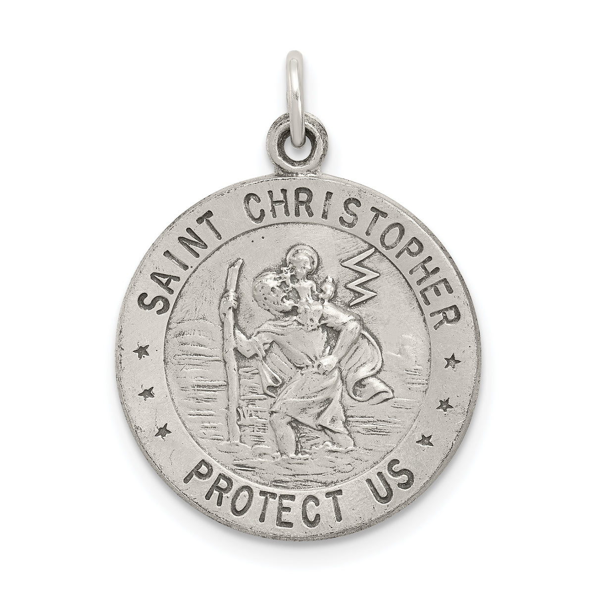 Sterling Silver Antiqued St. Christopher Basketball Medal