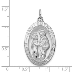 Sterling Silver 925 St. Anthony Medal with Rhodium-Plated Polished Finish