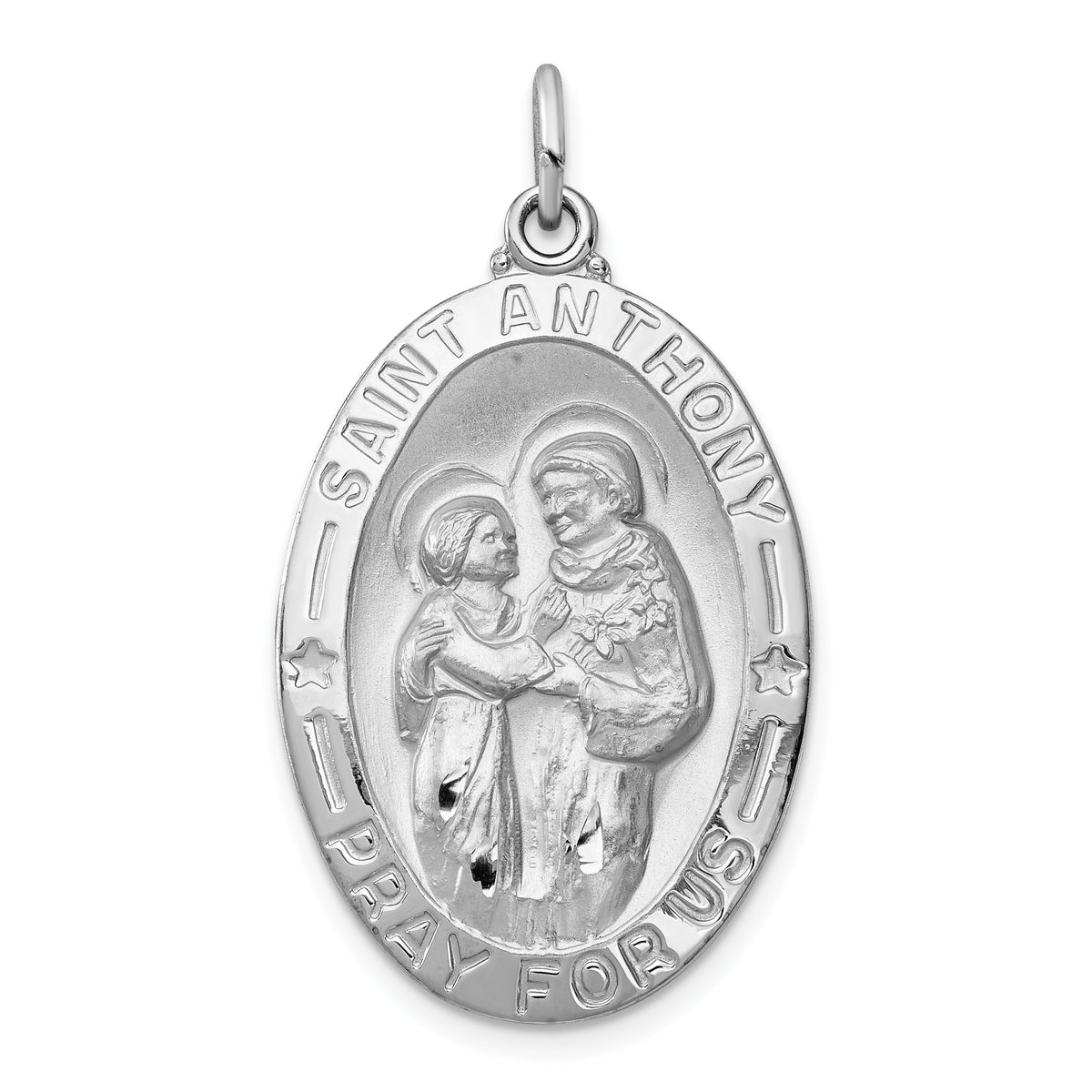 Sterling Silver Rhodium-plated St. Anthony Medal