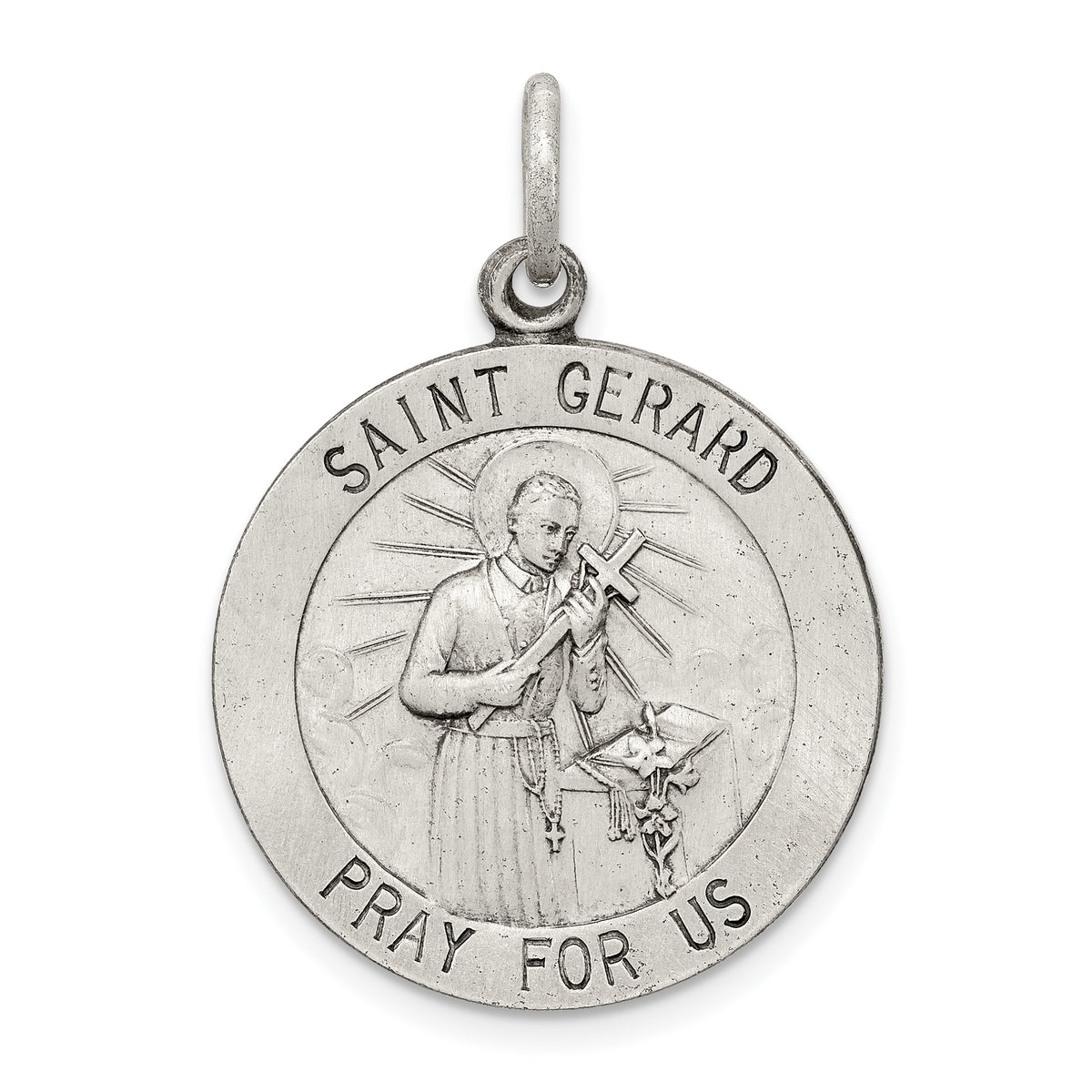 Sterling Silver Antiqued Saint Gerard Medal