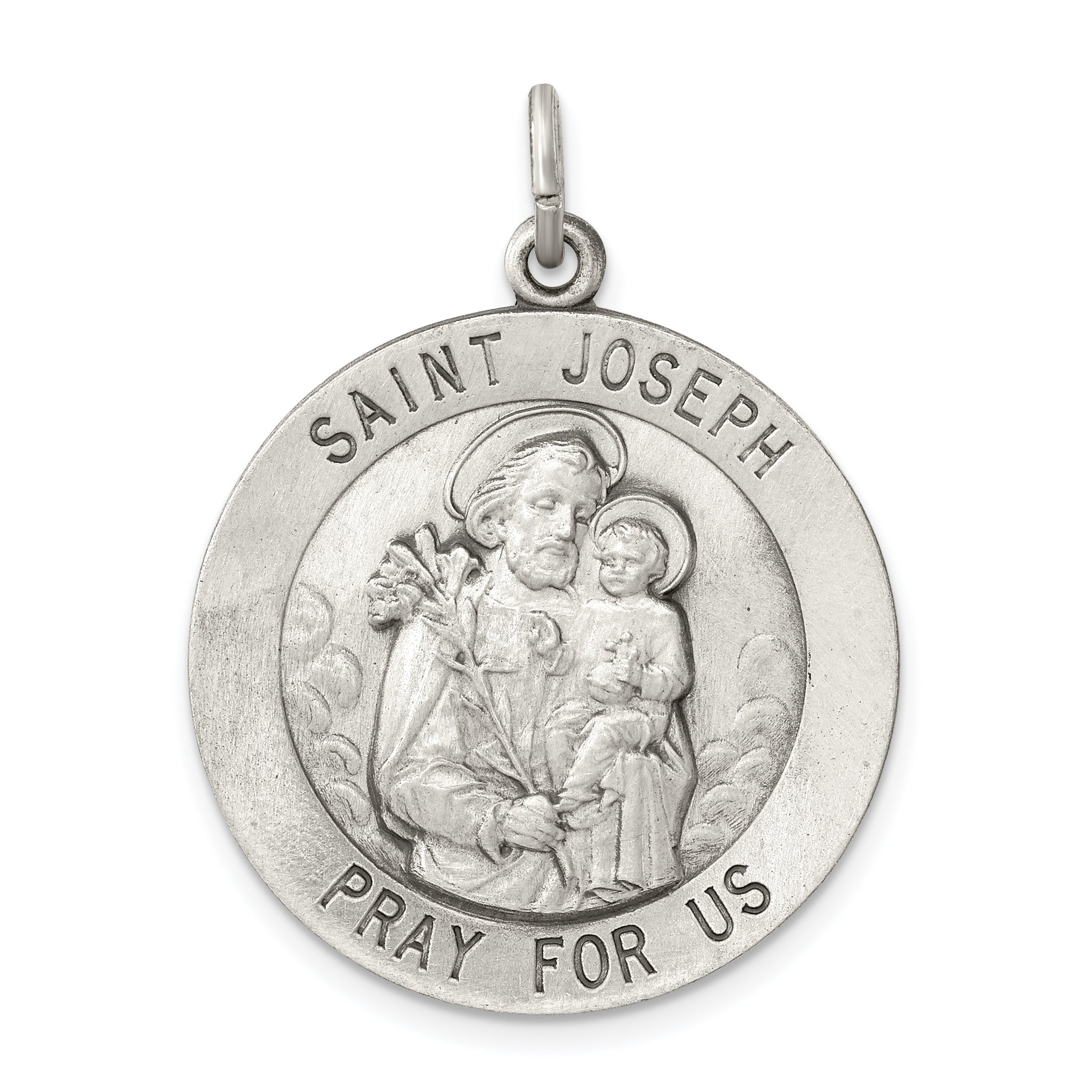 Sterling Silver Antiqued Saint Joseph Medal