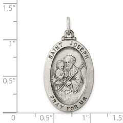 Sterling Silver 925 Antiqued Saint Joseph Medal Pendant Vintage Elegance