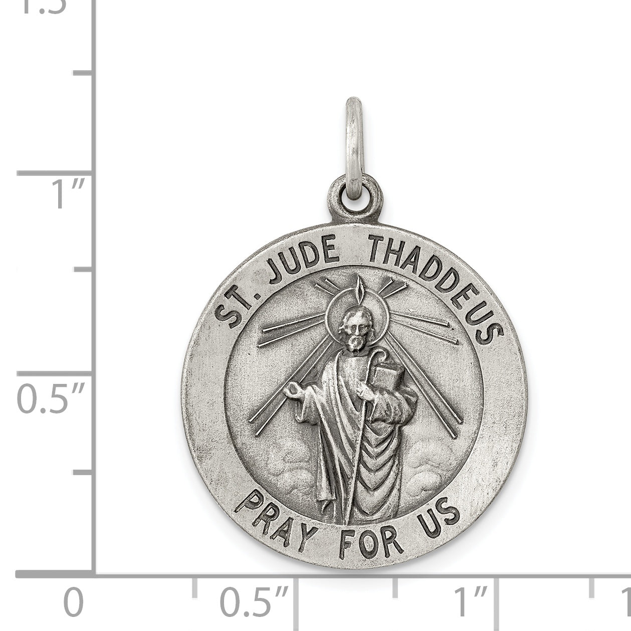 Sterling Silver Antiqued Saint Jude Thaddeus Medal