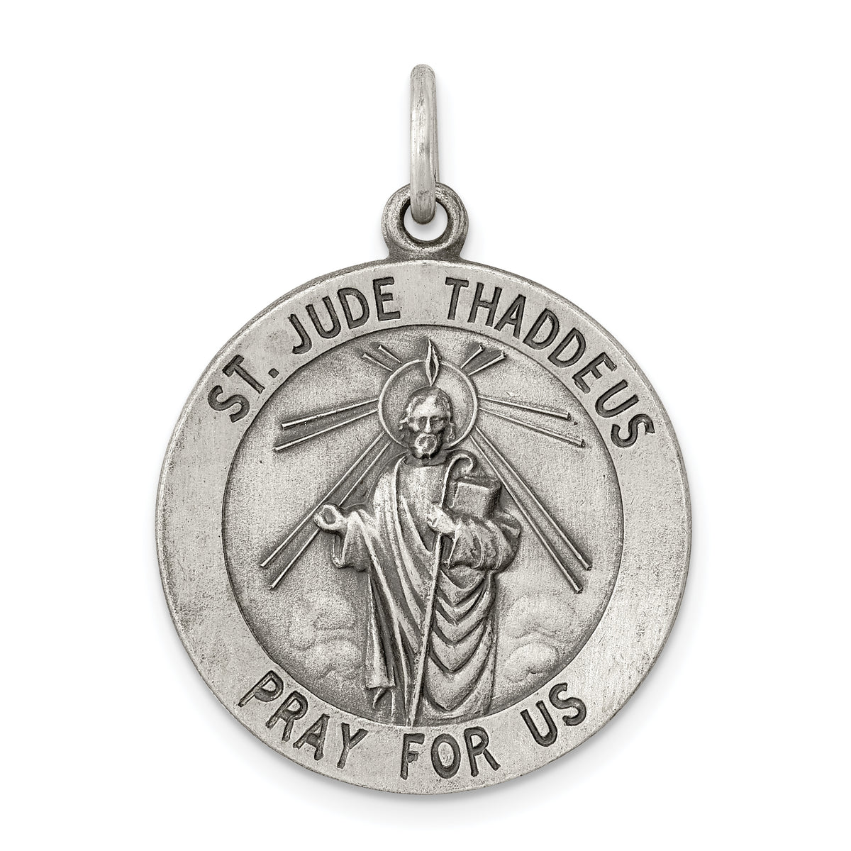 Sterling Silver Antiqued Saint Jude Thaddeus Medal