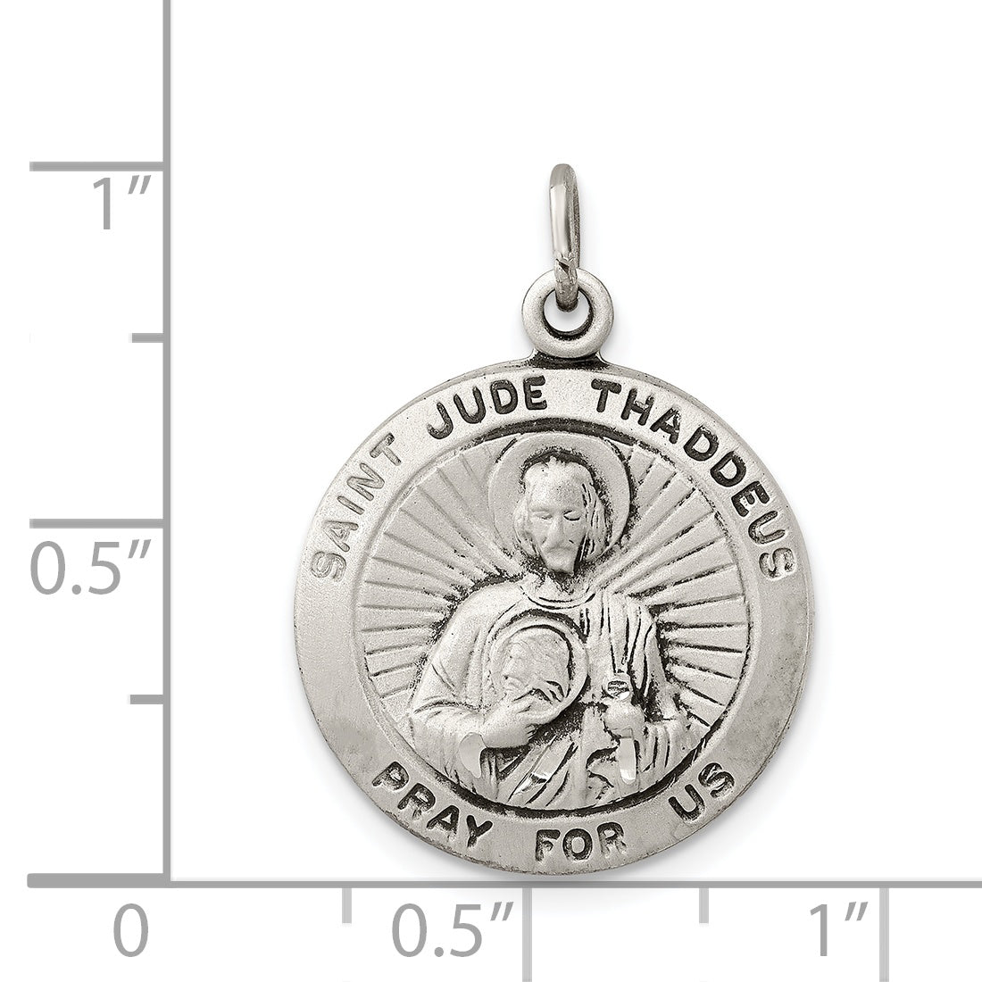 Sterling Silver Antiqued Saint Jude Thaddeus Medal