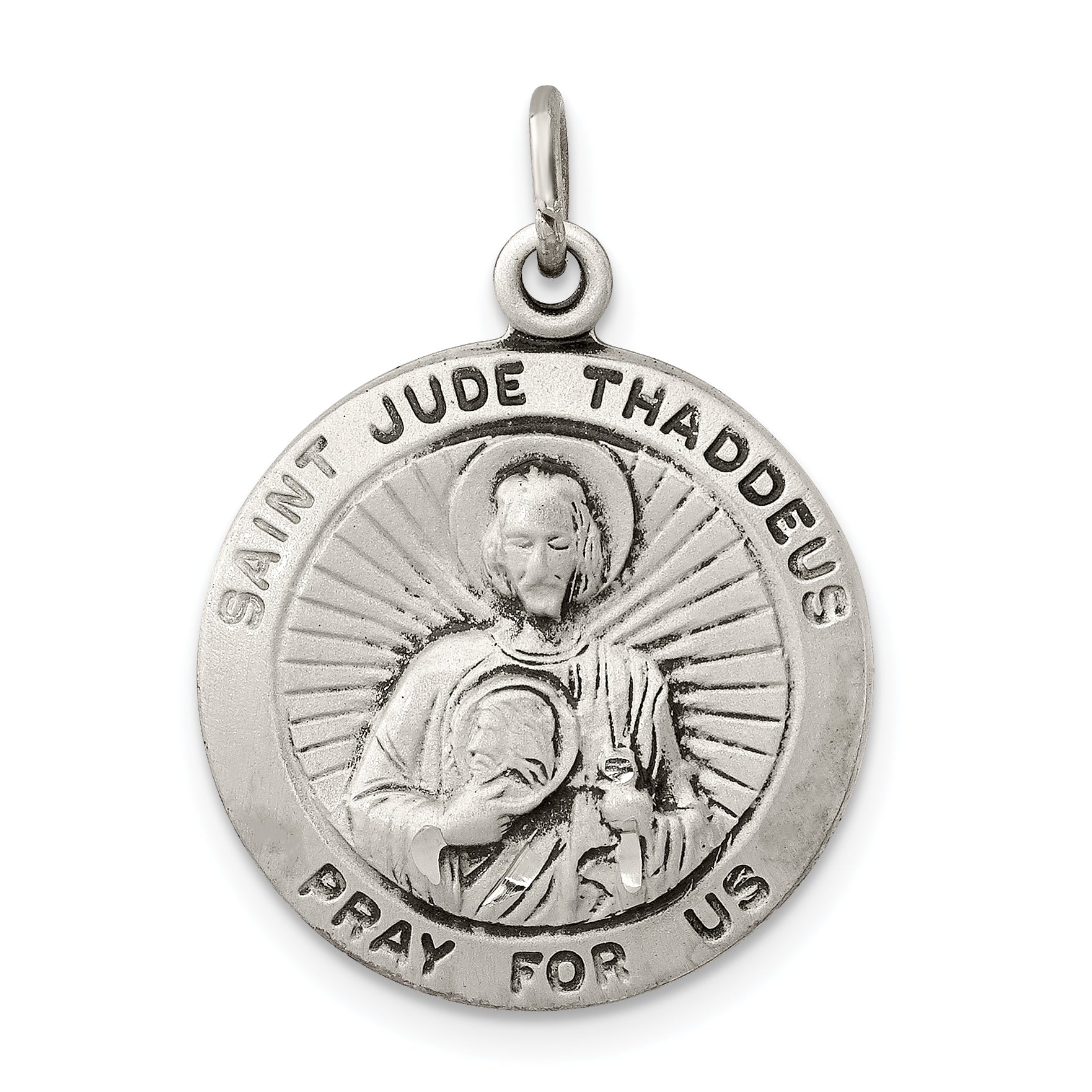 Sterling Silver Antiqued Saint Jude Thaddeus Medal