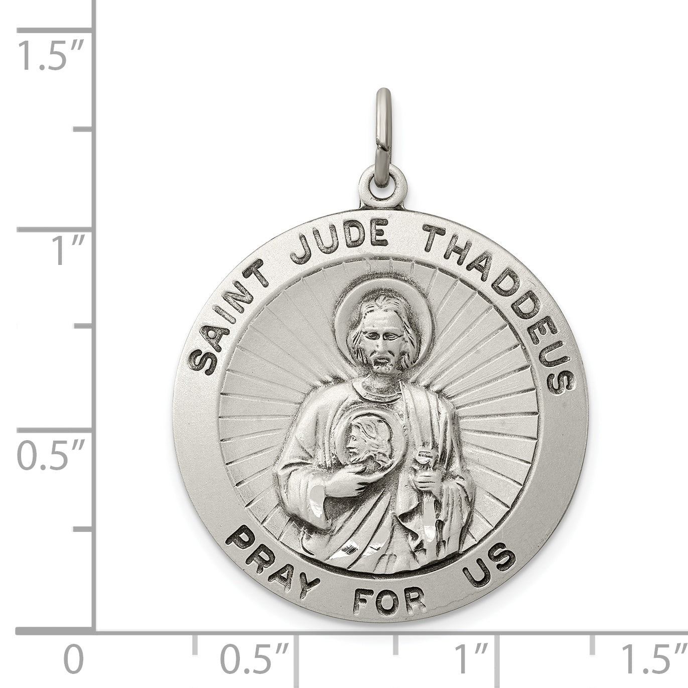 Sterling Silver 925 Antiqued Saint Jude Engravable Medal Charm