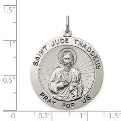 Sterling Silver 925 Antiqued Saint Jude Engravable Medal Charm